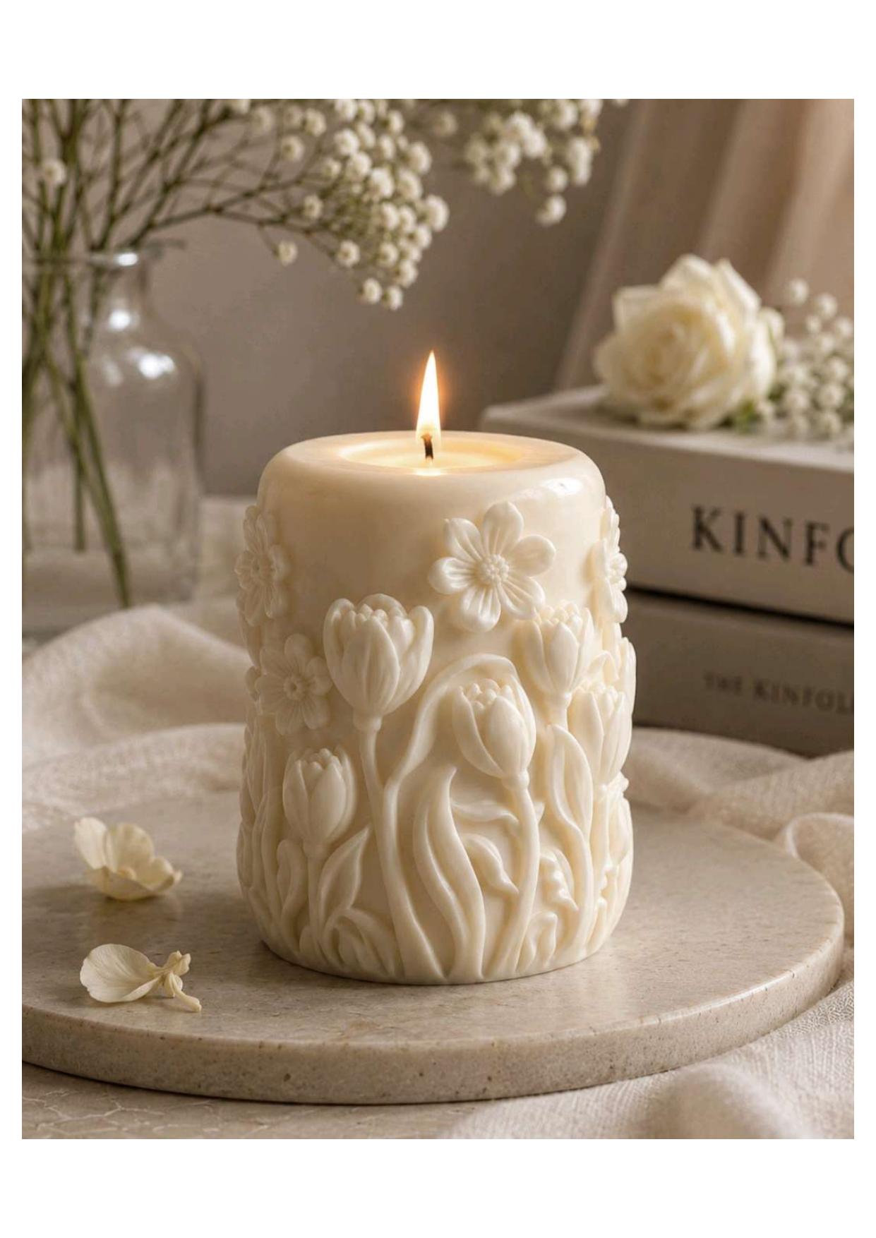 Floral Pillar Candle