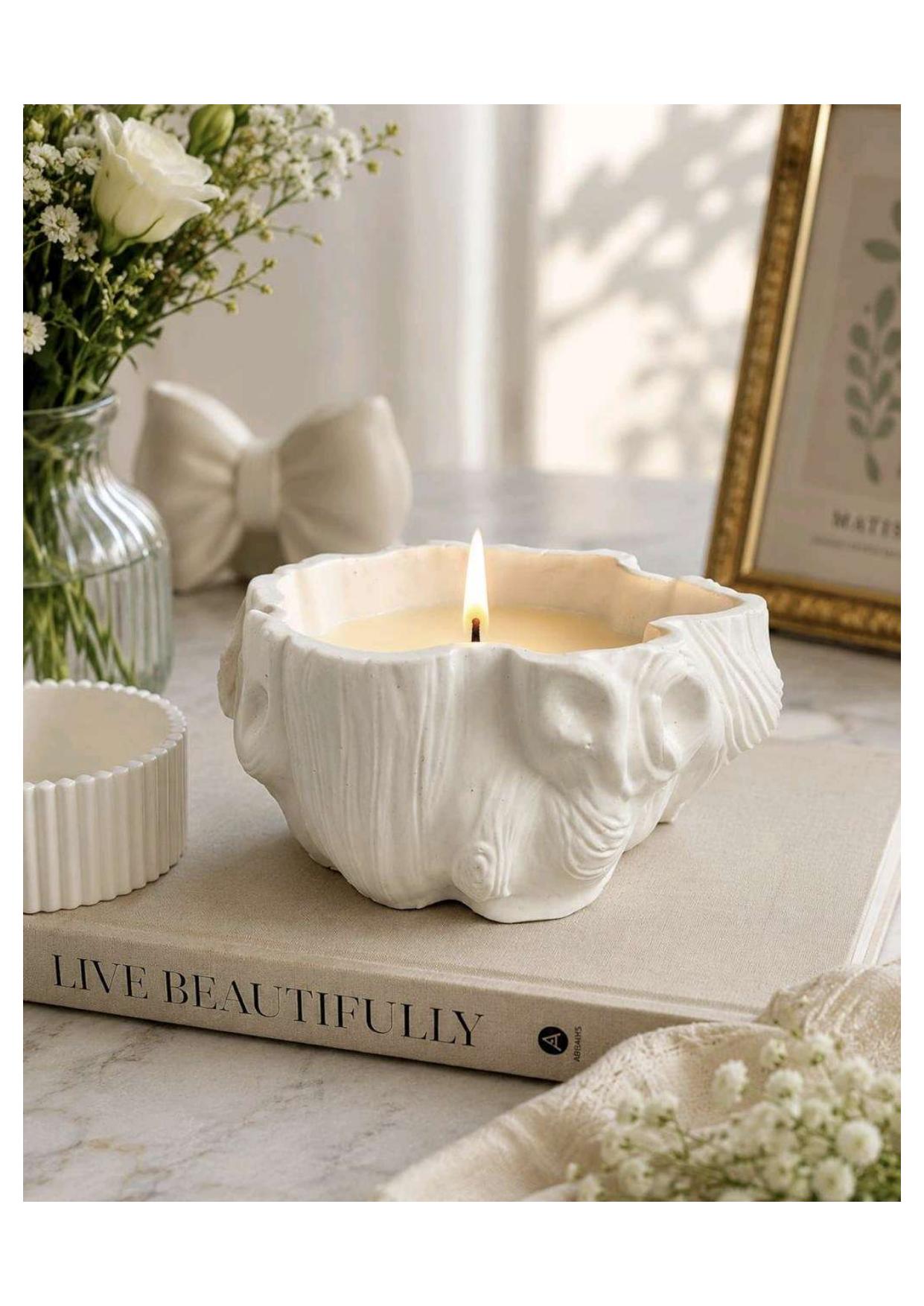 wood log jar candle