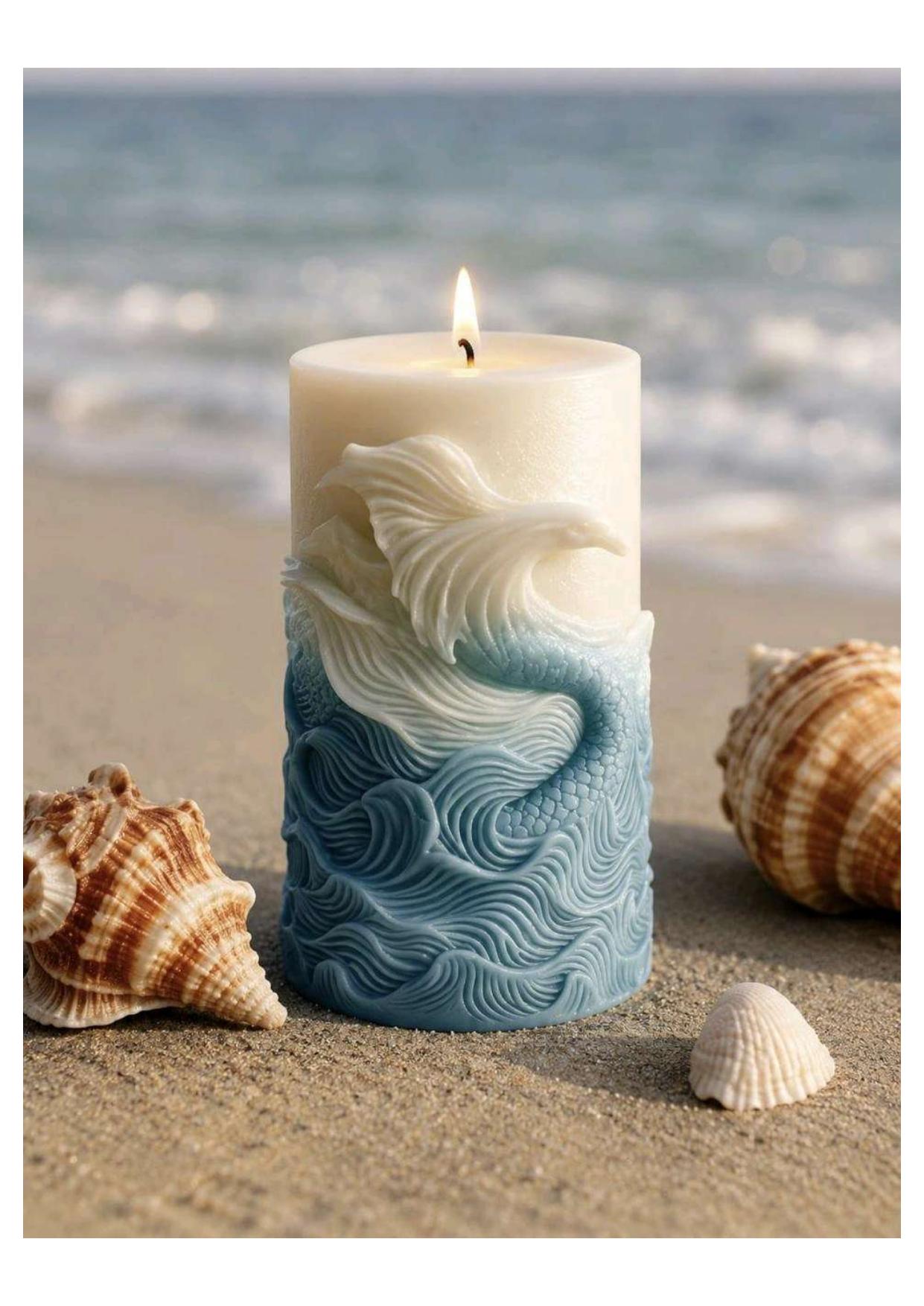 ocean theme pillar candle