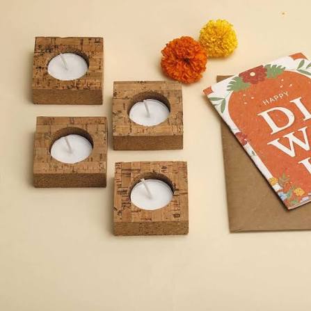 Cork Tea Light Holder Assorted C-46 - Image 2