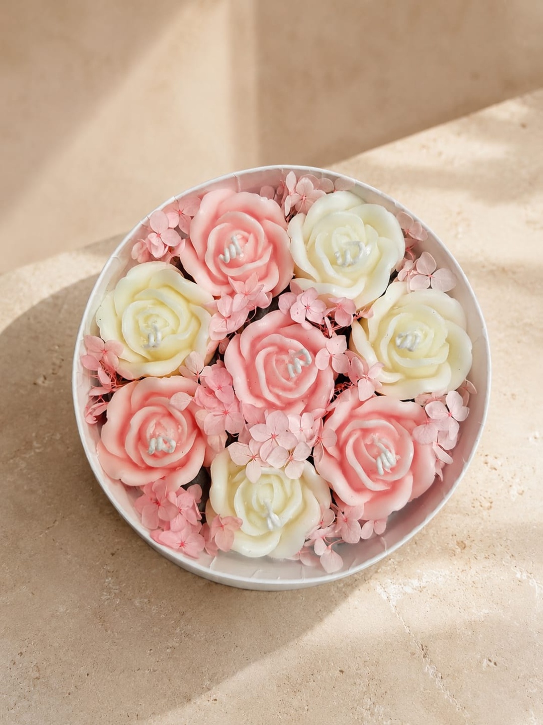 Pink & Cream Floral Bowl Candle