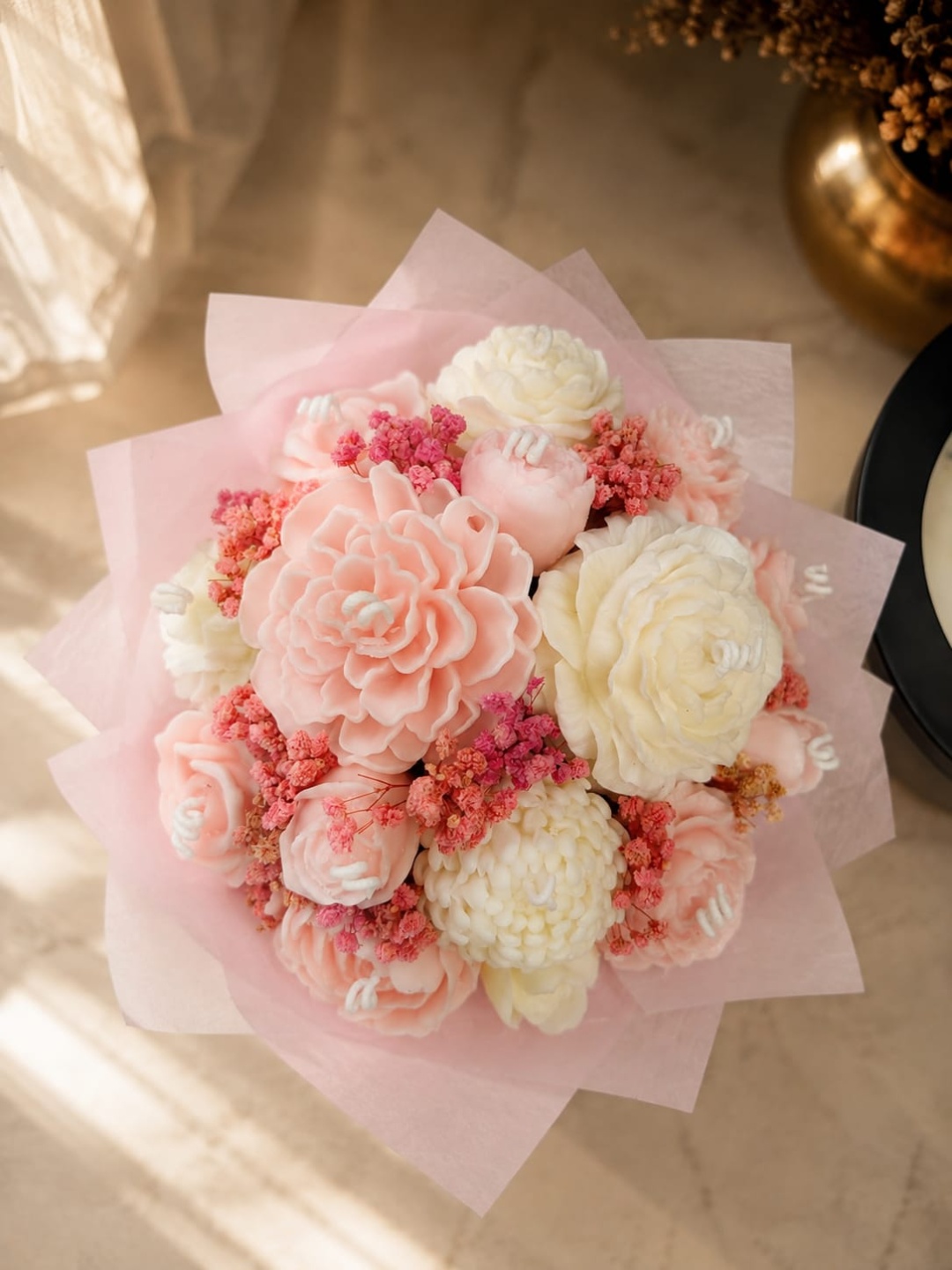 Pink Floral Bouquet Candle